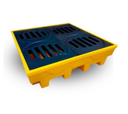 pallet de plastico para contencao em 4 tambores 220 litros grelha